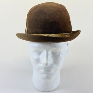 Resistol Byer Rolnick Self Conforming Brown Felt Fedora Rope Band 7 1/4 to 7 3/8